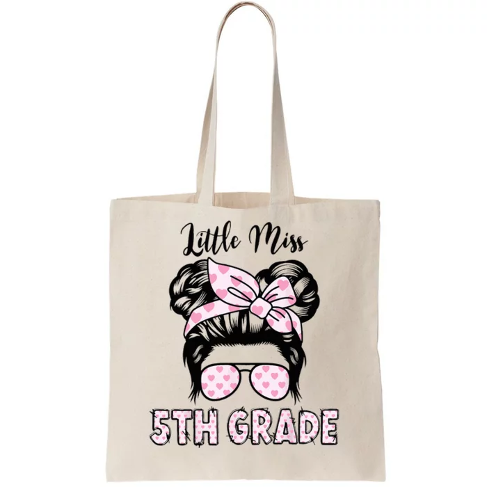 Hello 5th Grade Messy Bun Cute Heart Back To School Tote Bag