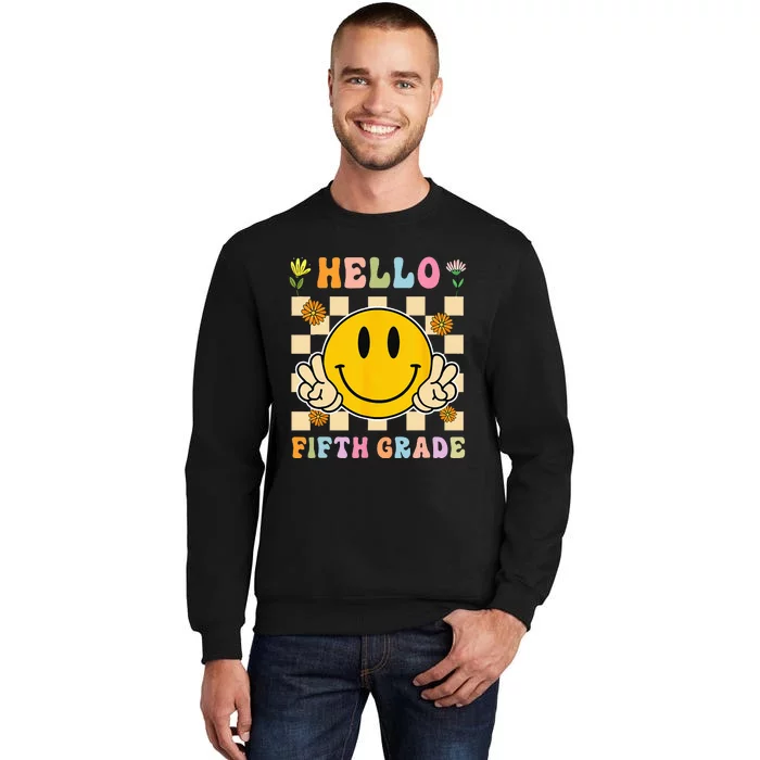 Hello 5th Grade Hippie Smile Face Fifth Grade Back To School Sweatshirt