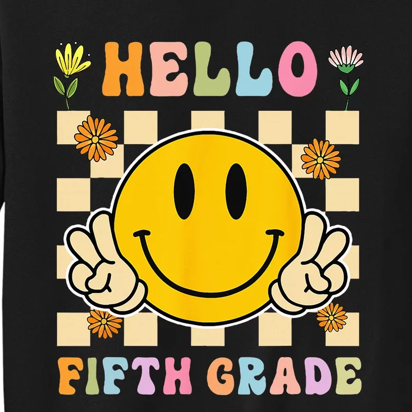 Hello 5th Grade Hippie Smile Face Fifth Grade Back To School Sweatshirt