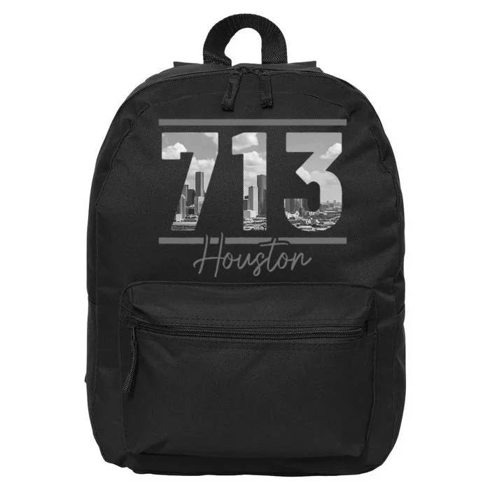 Houston 713 Area Code Skyline Texas Pride Vintage 16 in Basic Backpack