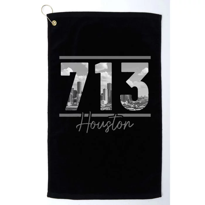 Houston 713 Area Code Skyline Texas Pride Vintage Platinum Collection Golf Towel