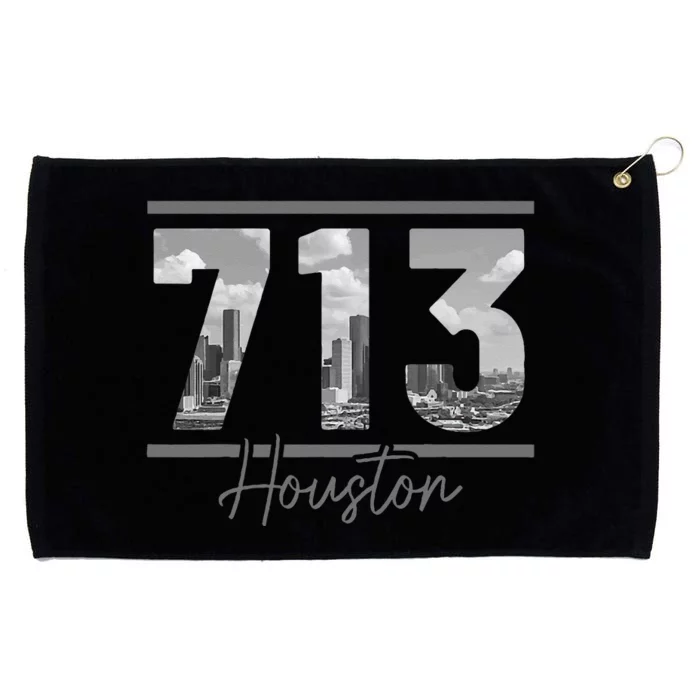 Houston 713 Area Code Skyline Texas Pride Vintage Grommeted Golf Towel