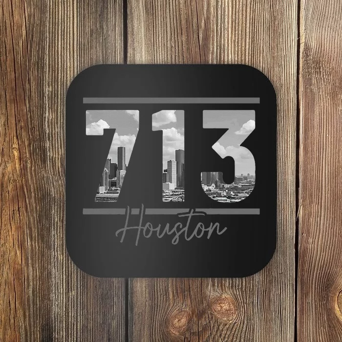 Houston 713 Area Code Skyline Texas Pride Vintage Coaster