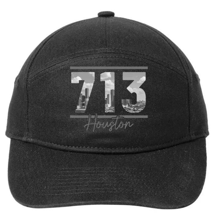 Houston 713 Area Code Skyline Texas Pride Vintage 7-Panel Snapback Hat