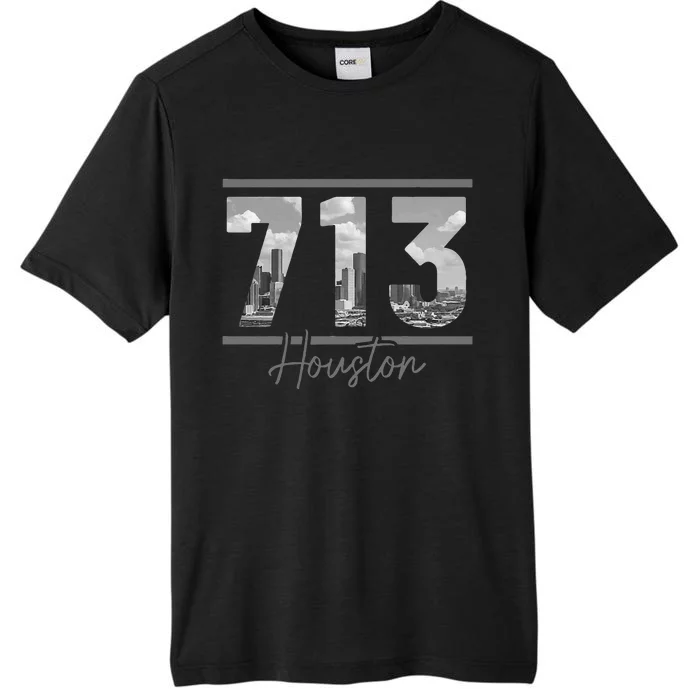 Houston 713 Area Code Skyline Texas Pride Vintage ChromaSoft Performance T-Shirt