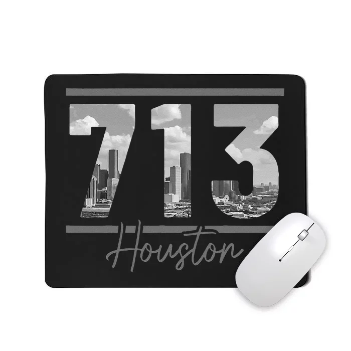 Houston 713 Area Code Skyline Texas Pride Vintage Mousepad