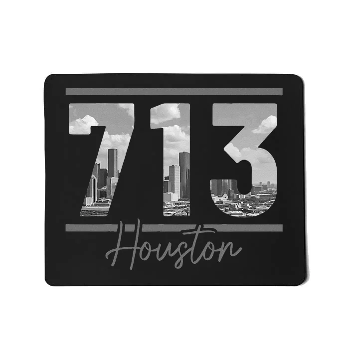 Houston 713 Area Code Skyline Texas Pride Vintage Mousepad