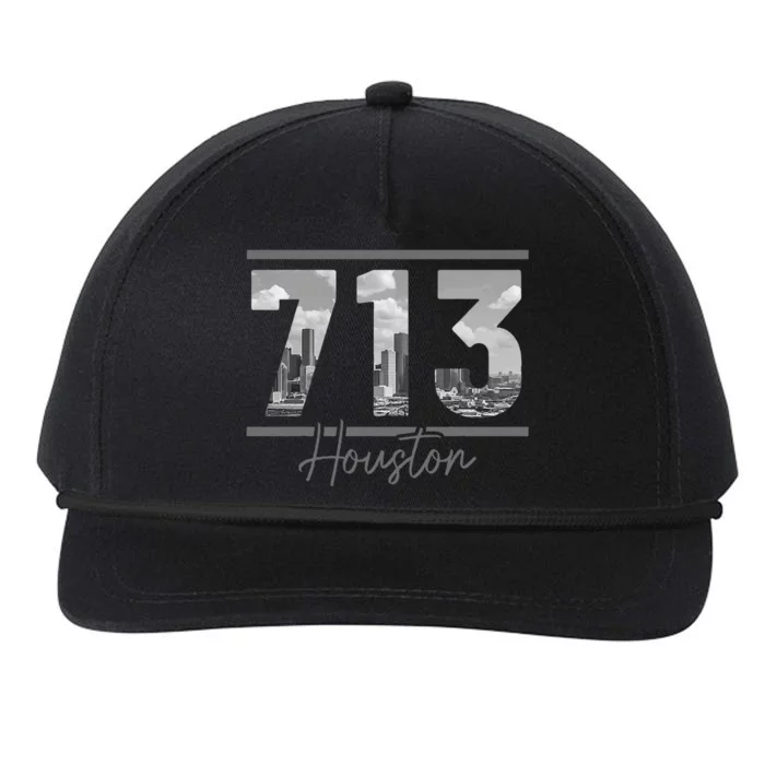 Houston 713 Area Code Skyline Texas Pride Vintage Snapback Five-Panel Rope Hat