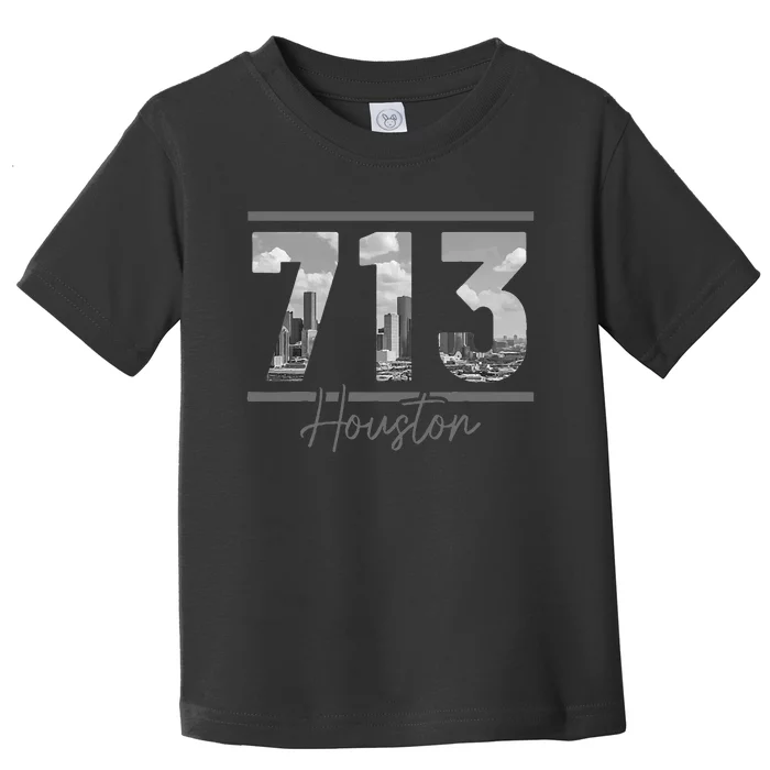 Houston 713 Area Code Skyline Texas Pride Vintage Toddler T-Shirt