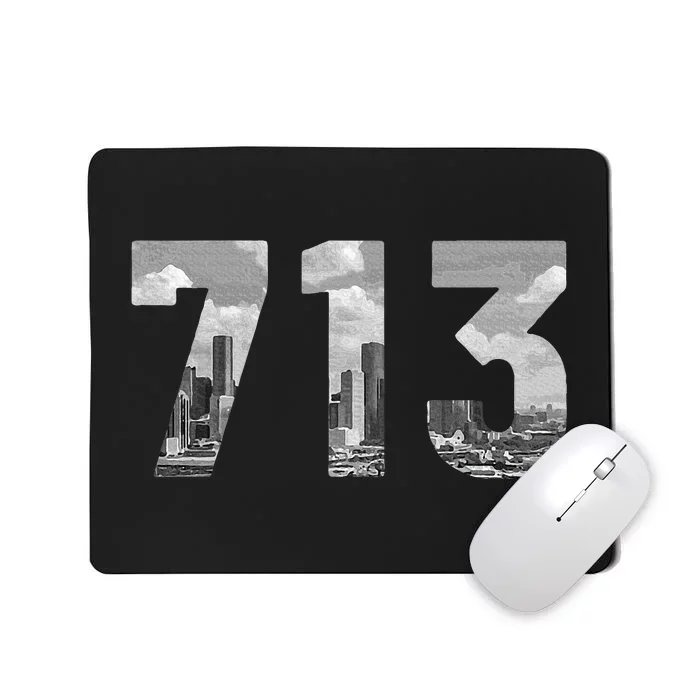 Houston 713 Area Code Skyline Texas Pride Vintage Mousepad