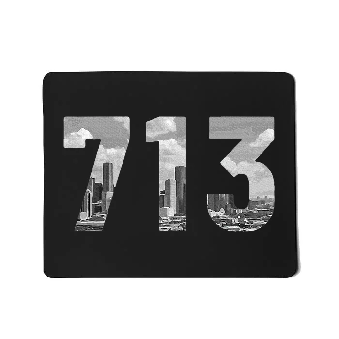 Houston 713 Area Code Skyline Texas Pride Vintage Mousepad