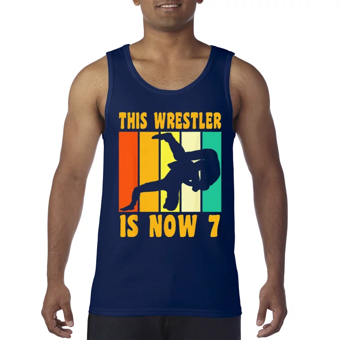 Happy 7 Birthday 7 Year Old Vintage Wrestling 7 Birthday Tank Top