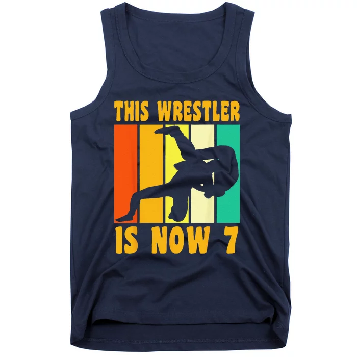 Happy 7 Birthday 7 Year Old Vintage Wrestling 7 Birthday Tank Top