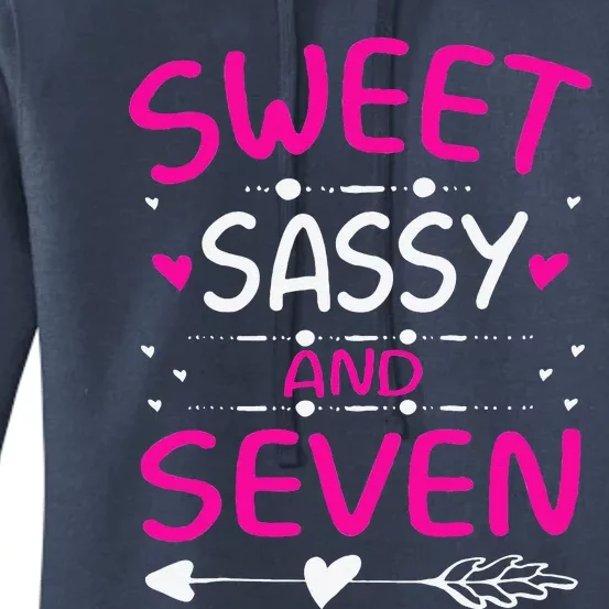 Happy 7th Birthday Sweet Sassy And Seven 7 Years Old Women's Pullover Hoodie