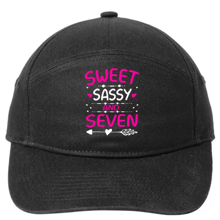 Happy 7th Birthday Sweet Sassy And Seven Girl 7 Years Old 7-Panel Snapback Hat