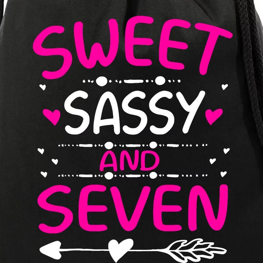 Happy 7th Birthday Sweet Sassy And Seven Girl 7 Years Old Drawstring Bag