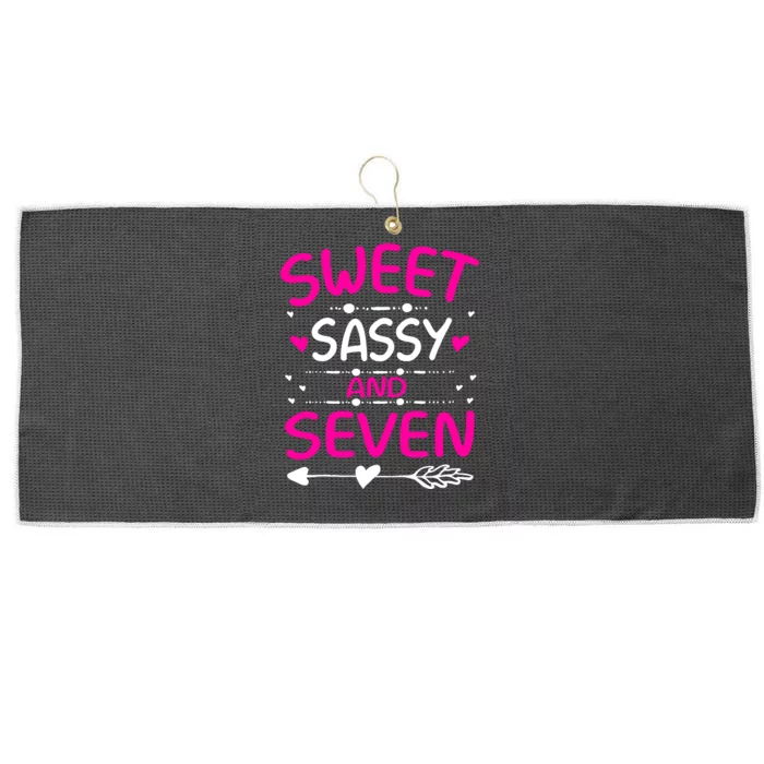 Happy 7th Birthday Sweet Sassy And Seven Girl 7 Years Old Large Microfiber Waffle Golf Towel