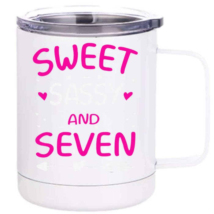 Happy 7th Birthday Sweet Sassy And Sevens 7 Years Old Front & Back 12oz Stainless Steel Tumbler Cup