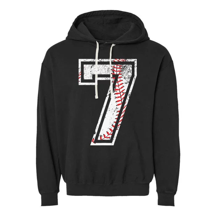 Happy 7th Birthday Squad for Baseball Crew Birthday Garment-Dyed Fleece Hoodie