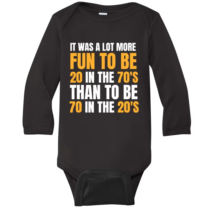 Happy 70th Birthday Funny Retirement 70S Living In The 20S Baby Long Sleeve Bodysuit