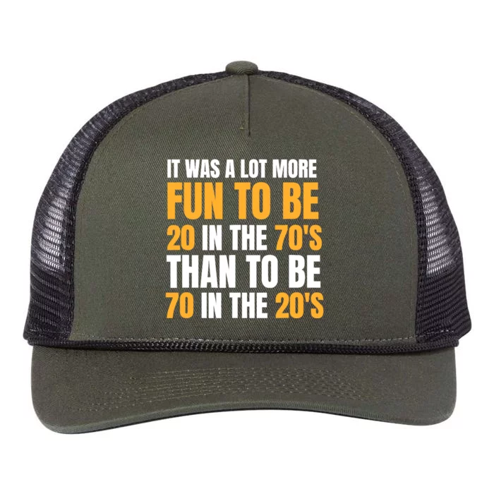 Happy 70th Birthday Funny Retirement 70S Living In The 20S Retro Rope Trucker Hat Cap