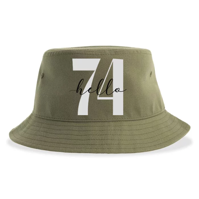 Hello 74 Years Birthday Bold Statement Sustainable Bucket Hat