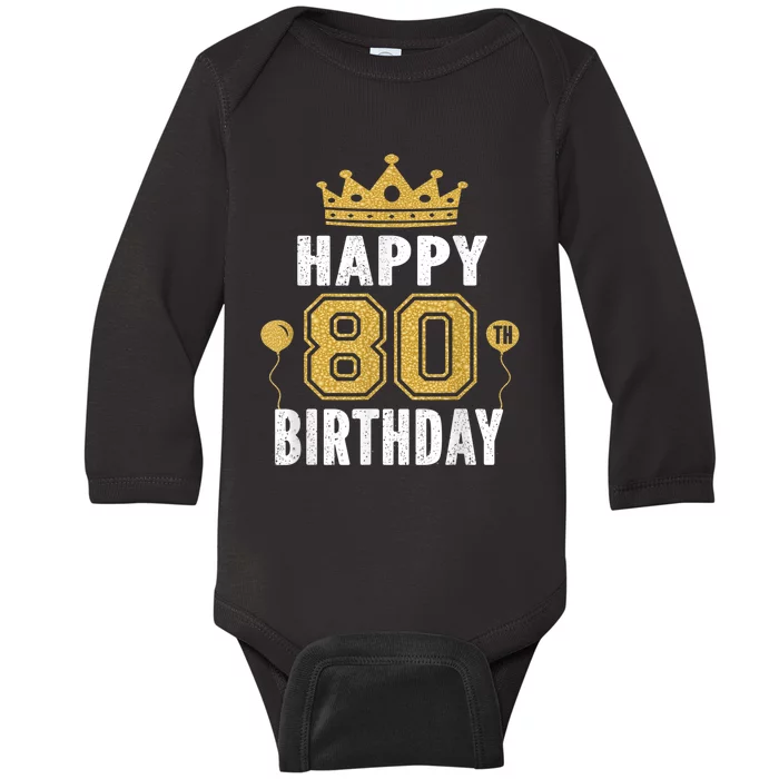 Happy 80th Birthday Idea For 80 Years Old Man And Woman Baby Long Sleeve Bodysuit