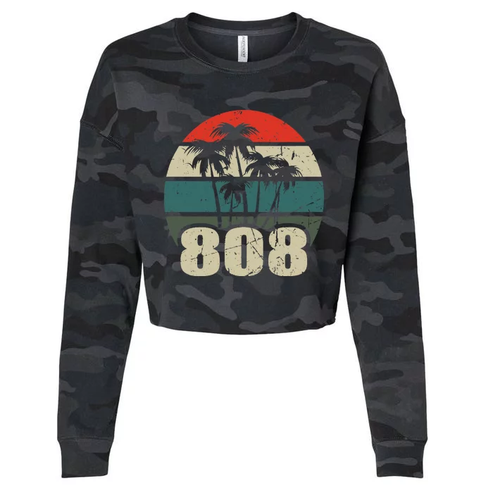 Hawaii 808 Oahu Waikiki Maui Kona Kauai Hawaiian Area Code Cropped Pullover Crew