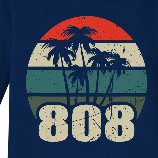 Hawaii 808 Oahu Waikiki Maui Kona Kauai Hawaiian Area Code Baby Long Sleeve Bodysuit