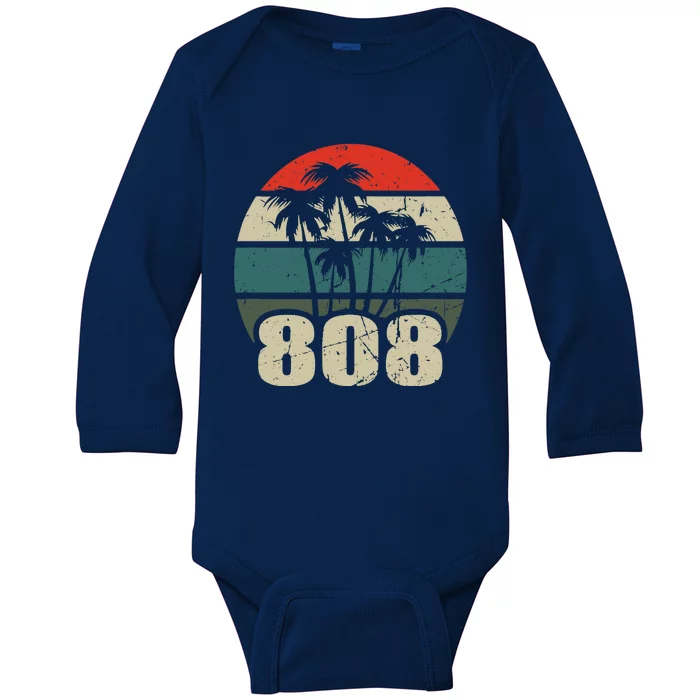 Hawaii 808 Oahu Waikiki Maui Kona Kauai Hawaiian Area Code Baby Long Sleeve Bodysuit