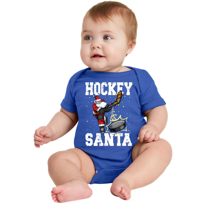 Hockey 812 Santa Hockey Player Christmas Gift Baby Bodysuit