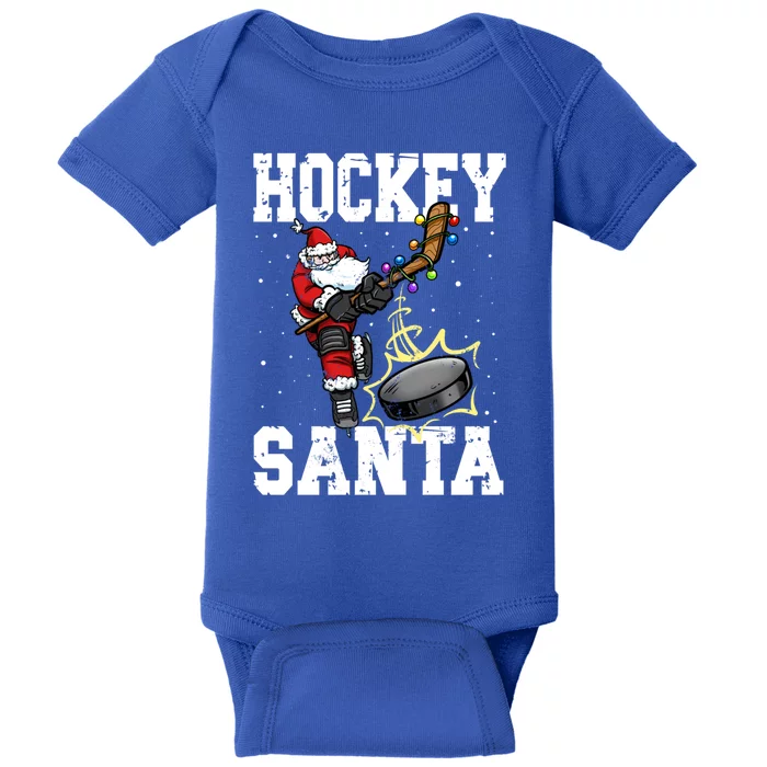 Hockey 812 Santa Hockey Player Christmas Gift Baby Bodysuit