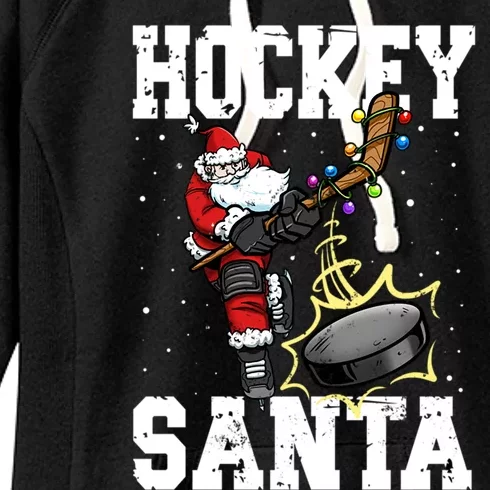 Hockey 812 Santa Hockey Player Christmas Gift Women's Fleece Hoodie