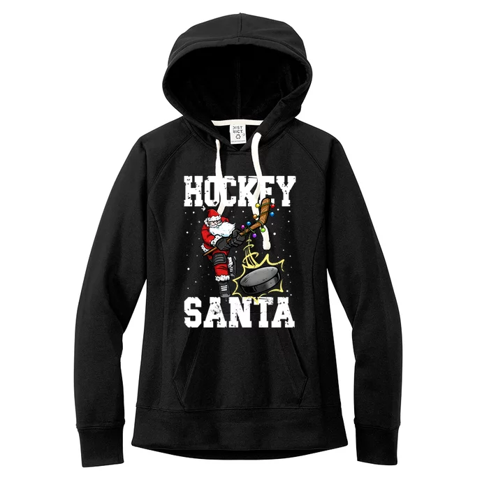 Hockey 812 Santa Hockey Player Christmas Gift Women's Fleece Hoodie