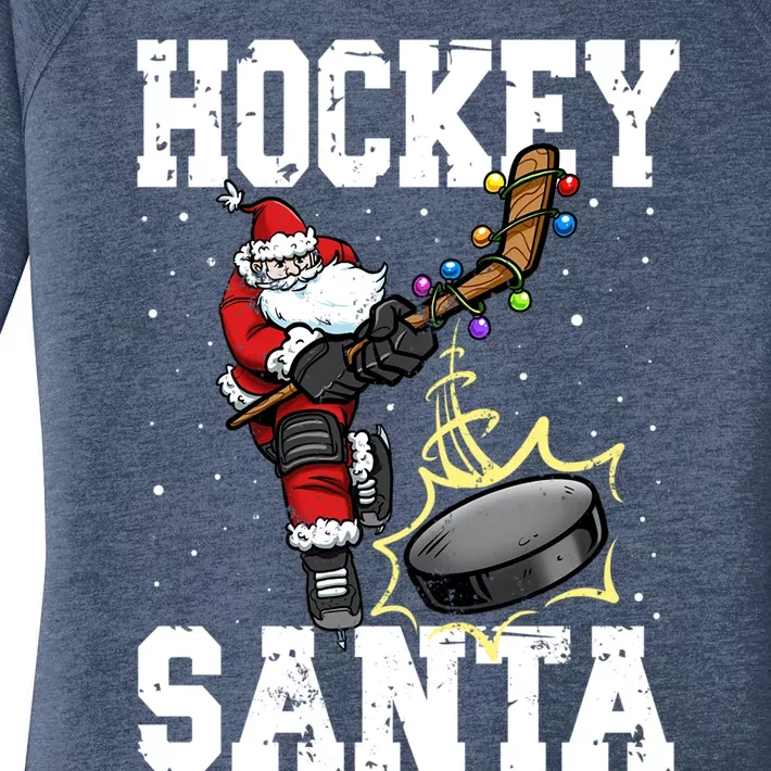 Hockey 812 Santa Hockey Player Christmas Cool Gift Women's Perfect Tri Tunic Long Sleeve Shirt