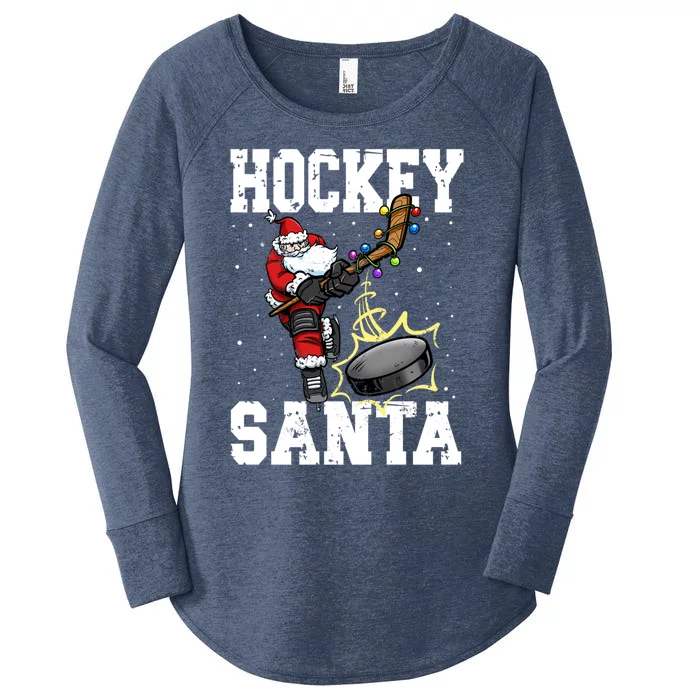 Hockey 812 Santa Hockey Player Christmas Cool Gift Women's Perfect Tri Tunic Long Sleeve Shirt