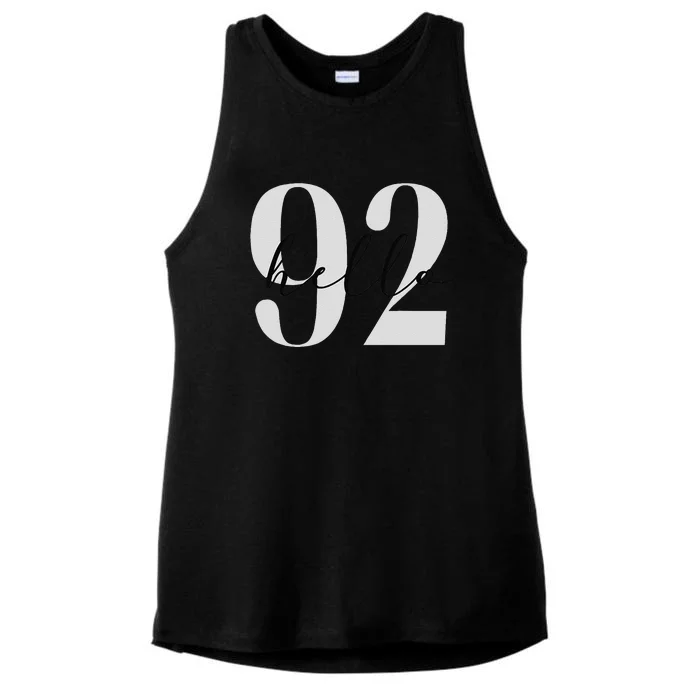 Hello 92 Years Birthday Celebration Ladies Tri-Blend Wicking Tank