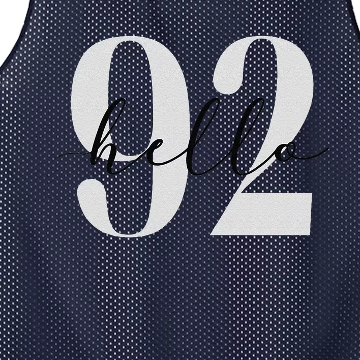 Hello 92 Years Birthday Celebration Mesh Reversible Basketball Jersey Tank