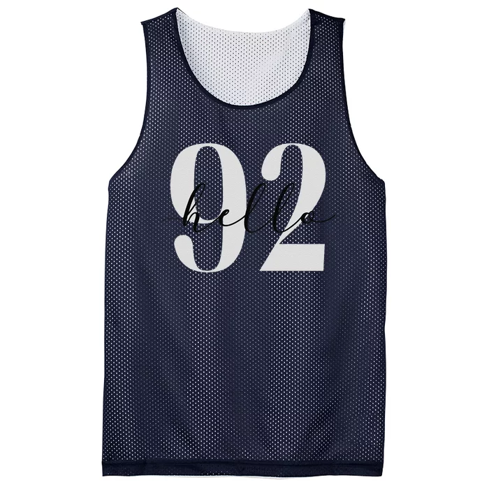 Hello 92 Years Birthday Celebration Mesh Reversible Basketball Jersey Tank