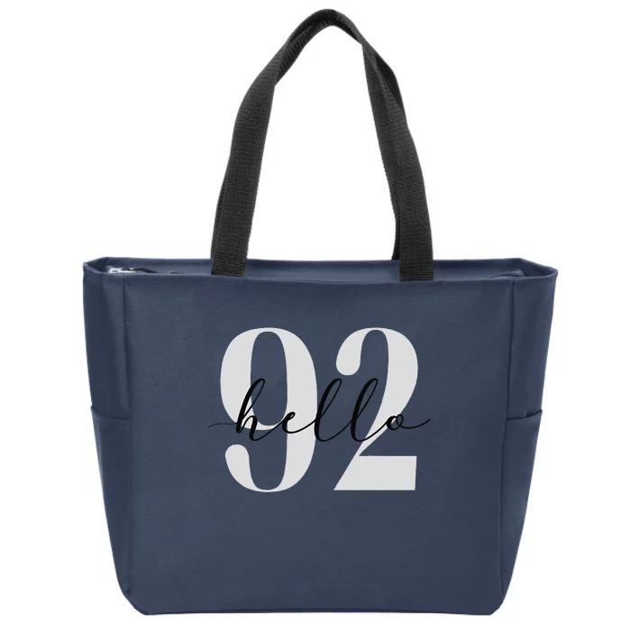 Hello 92 Years Birthday Celebration Zip Tote Bag