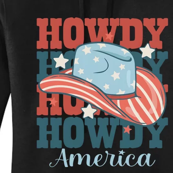 Howdy Ameria 4th Of July Cowboy Western Women's Pullover Hoodie