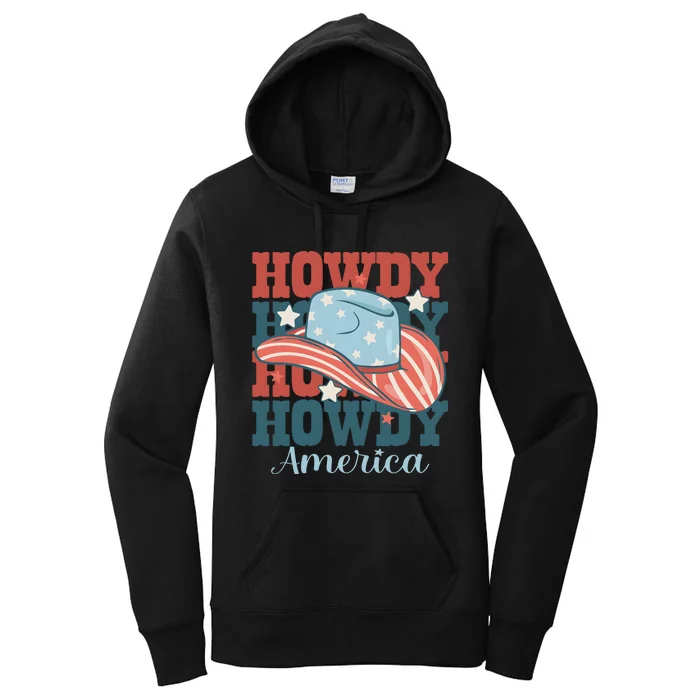 Howdy Ameria 4th Of July Cowboy Western Women's Pullover Hoodie