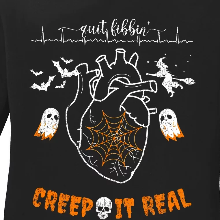 Heart Anatomy Anatomical Heart Halloween Nurse Ladies Long Sleeve Shirt