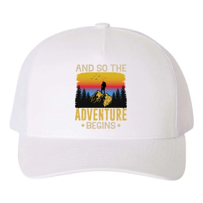 Hiking Adventures And So The Adventure Begins Yupoong Adult 5-Panel Trucker Hat