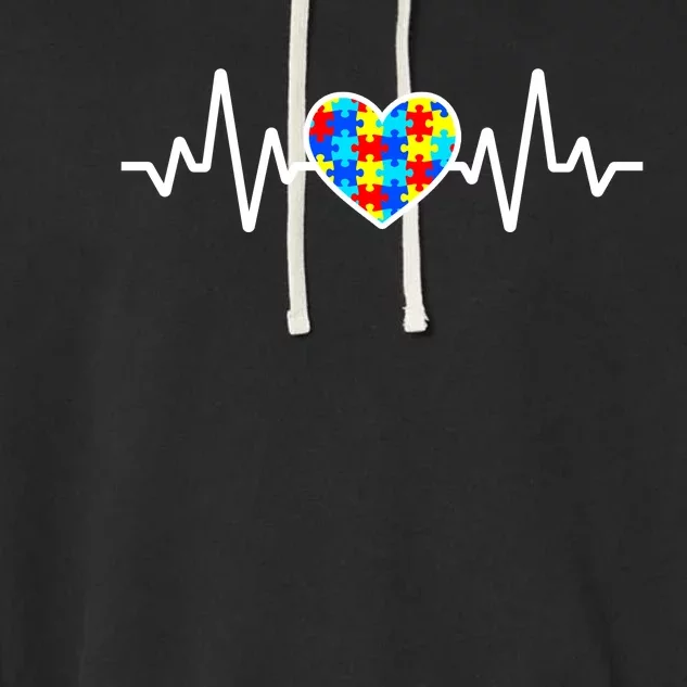 Heartbeat Autism Awareness Heart Garment-Dyed Fleece Hoodie