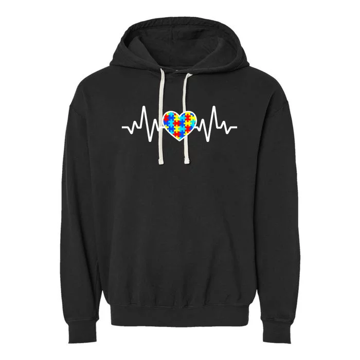 Heartbeat Autism Awareness Heart Garment-Dyed Fleece Hoodie