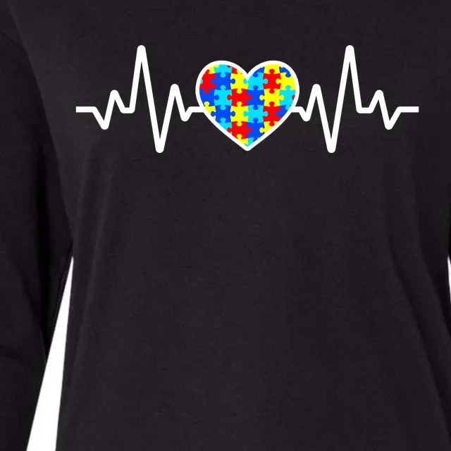 Heartbeat Autism Awareness Heart Womens Cotton Relaxed Long Sleeve T-Shirt