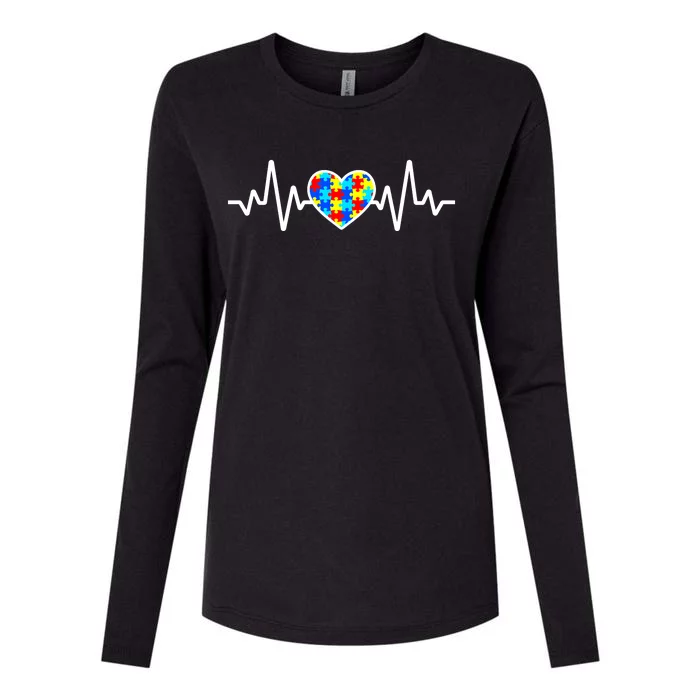 Heartbeat Autism Awareness Heart Womens Cotton Relaxed Long Sleeve T-Shirt