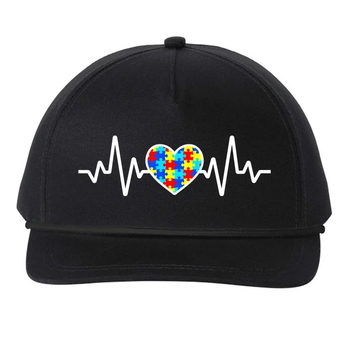 Heartbeat Autism Awareness Heart Snapback Five-Panel Rope Hat