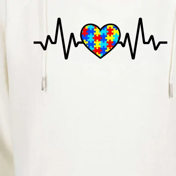 Heartbeat Autism Awareness Heart Womens Funnel Neck Pullover Hood